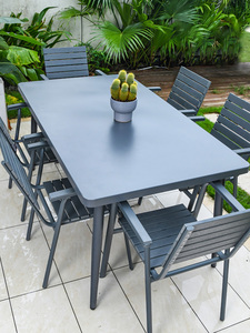 Tables et chaises d'extérieur jardin <span class=keywords><strong>terrasse</strong></span> alliage d'aluminium <span class=keywords><strong>plastique</strong></span> bois table à thé patio chaises de loisirs - Product Image 2