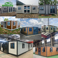 WELLUCKY Maison Conteneur Préfabriquée de Luxe Extensible, Villa Modulaire Portable, 2 Chambres, Maison Mobile 20FT 40FT