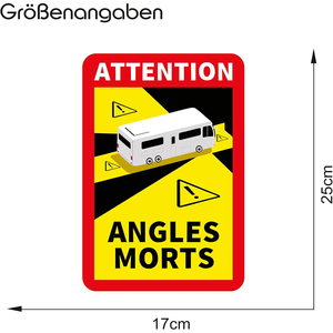 Autocollant auto-adhésif Finest Folia Attention Angles Morts 25x17cm, Obligatoire en <span class=keywords><strong>France</strong></span> pour les véhicules de plus de 3,5 T, Résistant à l'eau - Product Image 2