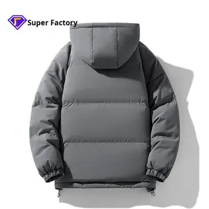 Parka d'hiver unisexe à col mandarin respirant, coupe droite, grande taille, fermeture éclair décontractée, épaisse et rembourrée, à capuche - Product Image 2