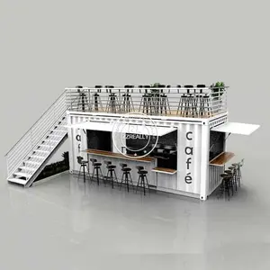 20FT Modular Steel Structure Container Fast Food Shop Flat Pack Container House Fast Food Kiosk Container Booth and Shop