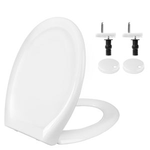 Couvre-siège de toilette en plastique confortable, de haute qualité, en PP, rond, en forme de O, blanc, avec fermeture douce - Product Image 1