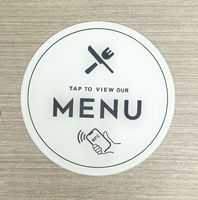 Carte de menu NFC imperméable en acrylique avec puce NTAG213 pour utilisation hôtelière, autocollant de table