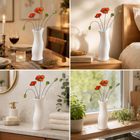 Ornement de table en verre teinté Art Déco fait main sur mesure, bouquet de coquelicots, remplissage de vase floral artificiel, décoration intérieure