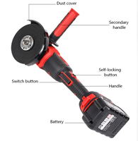 Meuleuse d'angle sans fil à batterie lithium-ion 125 mm, machine de découpe, de meulage et de polissage haute puissance multifonctionnelle