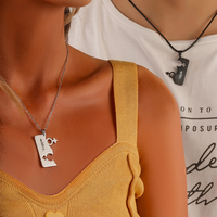 Amant Saint Valentin Bijoux Personnalisé En Acier Inoxydable Demi Coeur Demi Carré Puzzle Pendentif Amour Déclaration Couple Colliers
