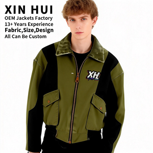 Chaqueta Bomber Personalizada con Parches de Camuflaje, Chaqueta Varsity para Hombre con Bordado Estilo Urbano, Cortavientos de Fábrica OEM, Ropa Exterior Techwear - Product Image 2