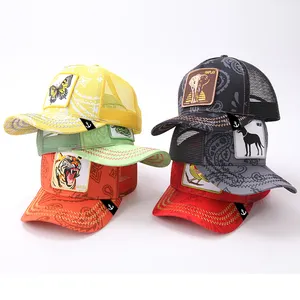 New Fashion Embroidery Baseball Cap Animal Patch Mesh Cap Cotton Trucker Hats Custom Logo