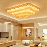 Restaurant Hôtel Salon Lustre En Cristal De Luxe Grand Plafonnier LED Rectangulaire Luminaire Lustre Lampe