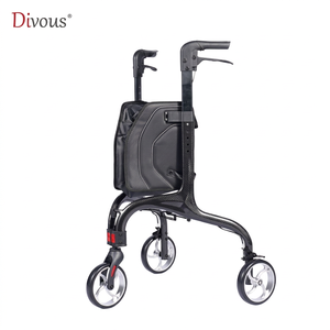 Wholesale Foldable Lightweight 3 Wheel Carbon Fiber <b>Rollator</b> <b>Walker</b> Large Capacity CE Certified Height Adjustable Walking Aids - Product Image 1