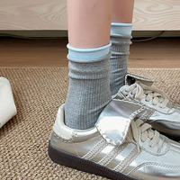 Chaussettes mi-mollet en coton pour femme Printemps/Été – Sans couture, absorbantes, avec revers roulés, coupe ample, longueur cheville – Vente en gros