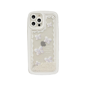 Funda trasera <span class=keywords><strong>de</strong></span> TPU suave para <span class=keywords><strong>iPhone</strong></span> <span class=keywords><strong>13</strong></span> <span class=keywords><strong>Pro</strong></span> Max, funda protectora con purpurina blanca, mariposa, gran oferta - Product Image 1
