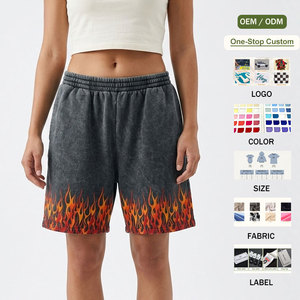 <strong>Women</strong> Casual Summer Stone-washed <strong>Shorts</strong> Vintage Streetwear Elastic High Waisted Cotton <strong>Short</strong> Pants with Custom Printed - Product Image 1