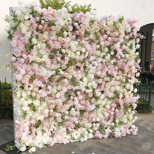 Panel de Flores Artificiales de Seda Blanca con Fondo de Tela, Rosas Rosadas de 8x8 Pies para Decoración de Bodas y Eventos, Venta al Por Mayor - Product Image 3