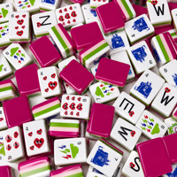 Juego de Mahjong Americano de Lujo de 4 Capas de Acrílico, Tema Tormenta Rosa, Kit de Juego de Mahjong Femenino para Fiestas y Entretenimiento
