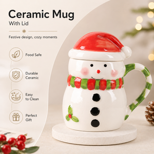 Taza <span class=keywords><strong>de</strong></span> Cerámica Navideña con Tapa, Linda Taza <span class=keywords><strong>de</strong></span> Café con Diseño <span class=keywords><strong>de</strong></span> Santa Claus, Muñeco <span class=keywords><strong>de</strong></span> Nieve, Reno y Oso, Regalo Navideño, Vajilla para el Hogar y la Cocina, Venta al por Mayor - Product Image 3