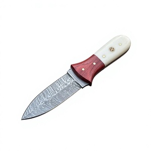Couteau de chasse et de survie à lame fixe mini, en acier Damas de qualité industrielle, fabriqué à la main, avec manche en bois OEM - Product Image 4