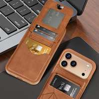 Étui de luxe en cuir PU pour iPhone 12 13 14 15 16 17 Pro Max avec porte-cartes, support pliable et protection antichoc