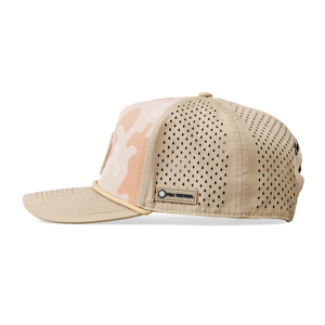 Mũ bóng chày 5 tấm in họa tiết rằn ri tùy chỉnh, lỗ đục laser, logo PVC, chống thấm nước, có dây rút - Product Image 4