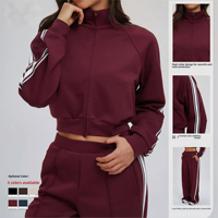 Ensemble de survêtement sportif d'hiver à couleurs contrastées, coupe ample, polyester/coton, pour le cyclisme et la randonnée en extérieur, design color block