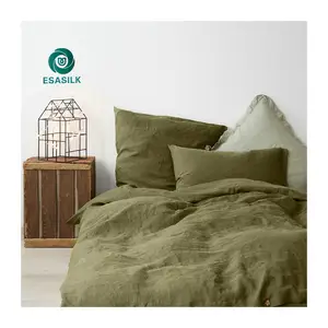 OEKO-TEX亚麻床单亚麻被套绿色床上用品100% 法国亚麻床上用品套装
