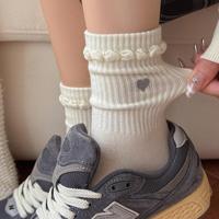 Chaussettes décontractées mi-mollet en coton/élasthanne tricotées, style printemps tendance, douces et confortables pour femme, avec logo, vente en gros directe usine