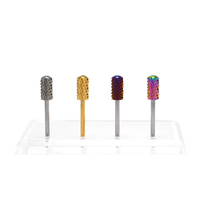 Forets à ongles en carbure à tête lisse et barillet large Sharp & Safe 4XC, multicolores, pour le retrait de la poudre acrylique, fraises rondes en carbure pour ongles