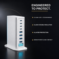 Chargeur GaN 8 ports 520W, hub de bureau avec écran, PD3.0 PPS QC3.0 SCP, alimentation intelligente, 8 appareils, UKCA