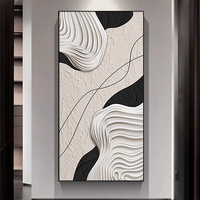 Peinture abstraite de luxe, art mural moderne noir et blanc, peinture sur cristal pour la décoration de la chambre à coucher et du salon