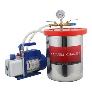 RS-6 12CFM 10 CFM 1 Stage Vacuum Pump Stainless Steel 6Gallon Vacuum Chamber Set