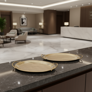 Plateaux de service en métal Orrizen, ovales standard, polis, faits à la main, multi-usages, qualité commerciale, ustensiles de cuisine - Product Image 2