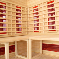 Sauna Inframerah Jauh Sunrans untuk 4 Orang, Harga Pabrik, Spektrum Penuh, EMF Rendah, Mewah, Modern, Kayu Hemlock Solid, Jendela Transom