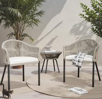 Outdoor-Rattan-Gartenmöbel-Set 3-teilig PE-Korbgeflecht Sessel mit Kaffeetisch für Garten Balkon Terrasse