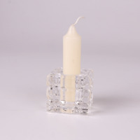 Porte-bougies en verre gaufré en forme de cube carré sans PFAS, sans plomb, résistant à la chaleur, écologique, pour la décoration de table de mariage ou de Noël