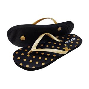 รองเท้าแตะผู้หญิงลายจุดแบบขายส่ง สายรัดสีทอง รองเท้าแตะชายหาด พิมพ์โลโก้ตามสั่ง ทำจากยาง PE รองเท้าแตะสำหรับฤดูร้อน - Product Image 2