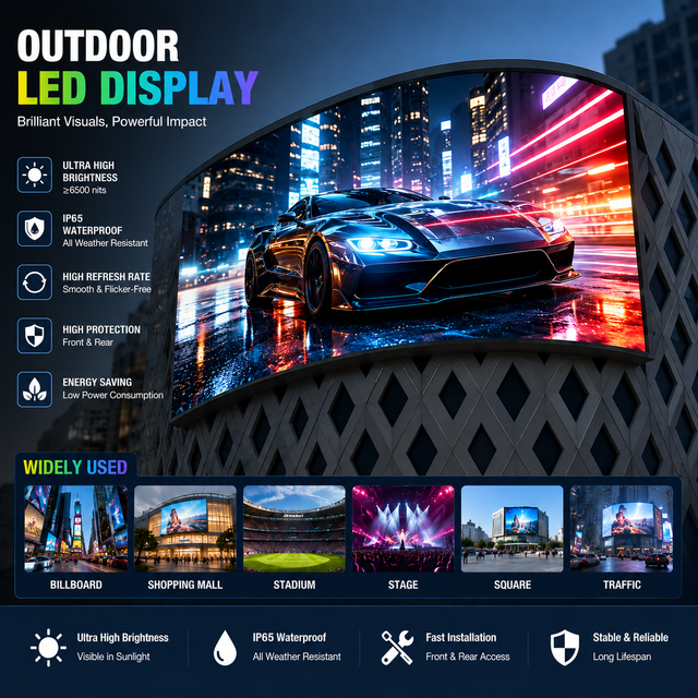 Customizable High Brightness P4 P6 P10 Outdoor LED Screens Advertising Panel Commercial Wall Mounted Digital Display