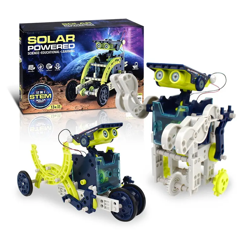 Kids Solar Robot STEM Learning Toys DIY Assembly Building Toys 12-in-1 Science Educational Solar Powered Toy Set