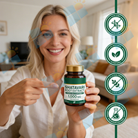 Capsules d'extrait de racine de Shatavari Halal en gros, marque privée OEM/ODM, 1000 mg, complément pour le soutien de la santé et l'équilibre féminin