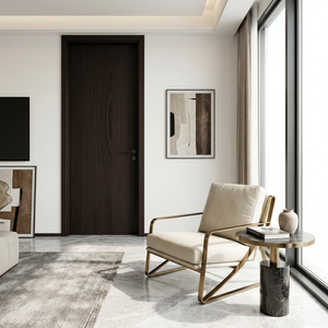Porte intérieure en bois finition <span class=keywords><strong>film</strong></span> décoratif, isolation phonique, protection contre l'humidité pour salle de bain, salon, penthouse de luxe - Product Image 2