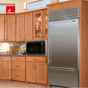 Allandcabinet Armoire de cuisine américaine sans cadre personnalisée Placards encastrés en <span class=keywords><strong>bois</strong></span> massif d'érable <span class=keywords><strong>miel</strong></span> avec porte en verre - Product Image 4