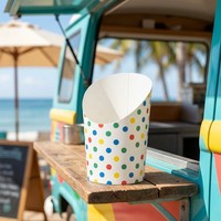 Gobelets en papier inclinés enduits aqueux, sans plastique, à bord plat non roulé, robustes, pour snacks, vente en gros, direct usine