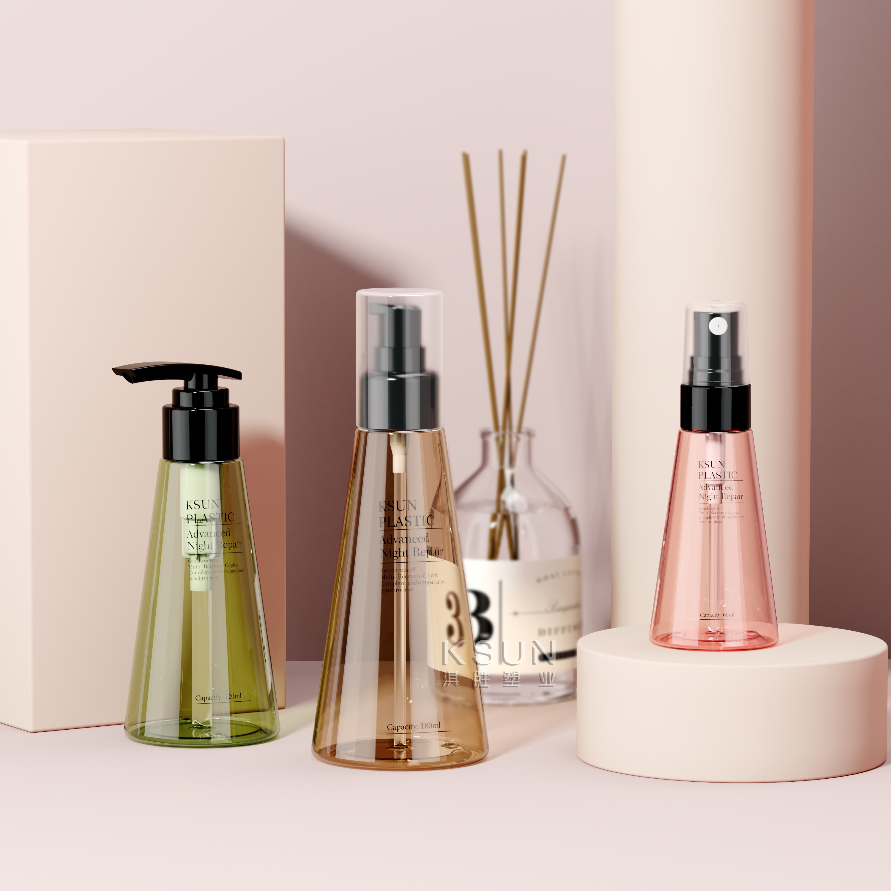 豪华定制60毫升化妆品包装塑料宠物乳液泵120毫升180毫升锥形洗发瓶