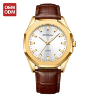 Montre à quartz VVS pour couple, pour homme et femme, bracelet en cuir, cadran rond, simple, décontractée, étanche