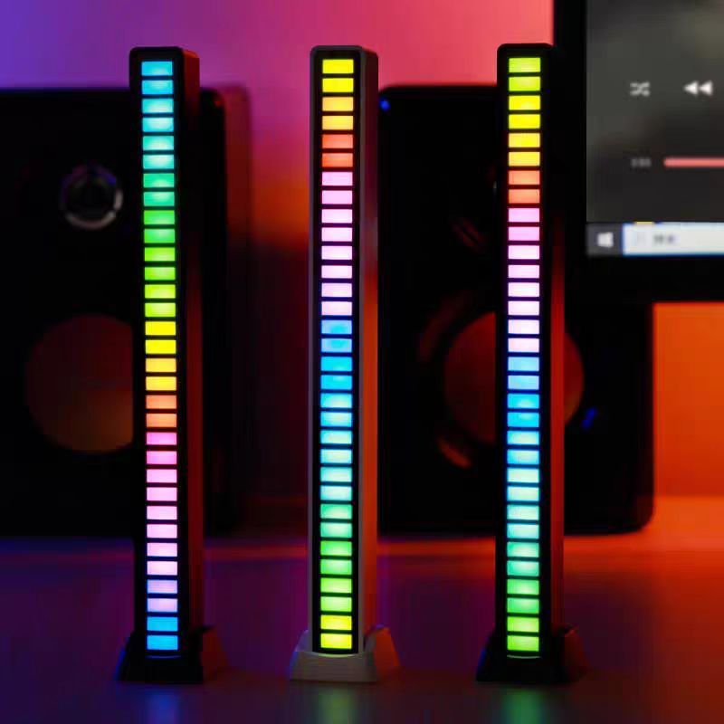 Creative RGB LED Voice-Controlled Sound Pickup Light with PC Material for Home Bar Music Decoration and 3D Rhythm Lighting