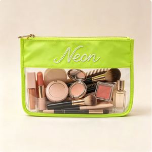 Pochette de rangement en PVC transparent et imperméable, broderie personnalisée, fermeture éclair, taille personnalisable, écologique - Product Image 2