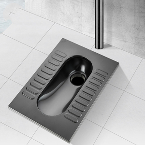 Cuvette <span class=keywords><strong>de</strong></span> <span class=keywords><strong>toilette</strong></span> à la turque sans rebord en acier inoxydable SUS304 noir mat, avec capteur <span class=keywords><strong>de</strong></span> chasse d'eau antidérapant, moderne, pour bars commerciaux, KTV, clubs et toilettes publiques - Product Image 2