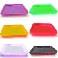 Plateau de service moderne carré de grande capacité personnalisé Plateau à rouler décoratif avec LED pour tabac avec effet lumineux pour plateaux à cigarettes