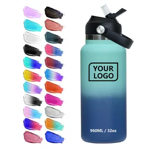 Customized 22oz 32oz 40ozdouble wall insulated Vacuum Flask wide mouth stainless steel plain Sport water bottle