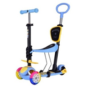 Lan Jingjing Kids <b>Scooter</b> 3 Wheel Adjustable Height With Seat For <b>2</b>-4 <b>Years</b> <b>Old</b> Children Blue Green Pink - Product Image 5