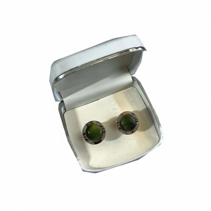 Emerald Green and Gold Framed <b>Cufflinks</b> with Gift <b>Box</b> - Product Image 2
